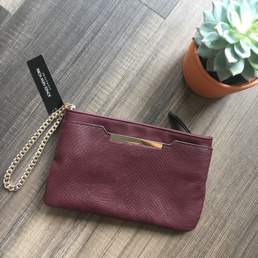 Jones New York Maroon Clutch Bag